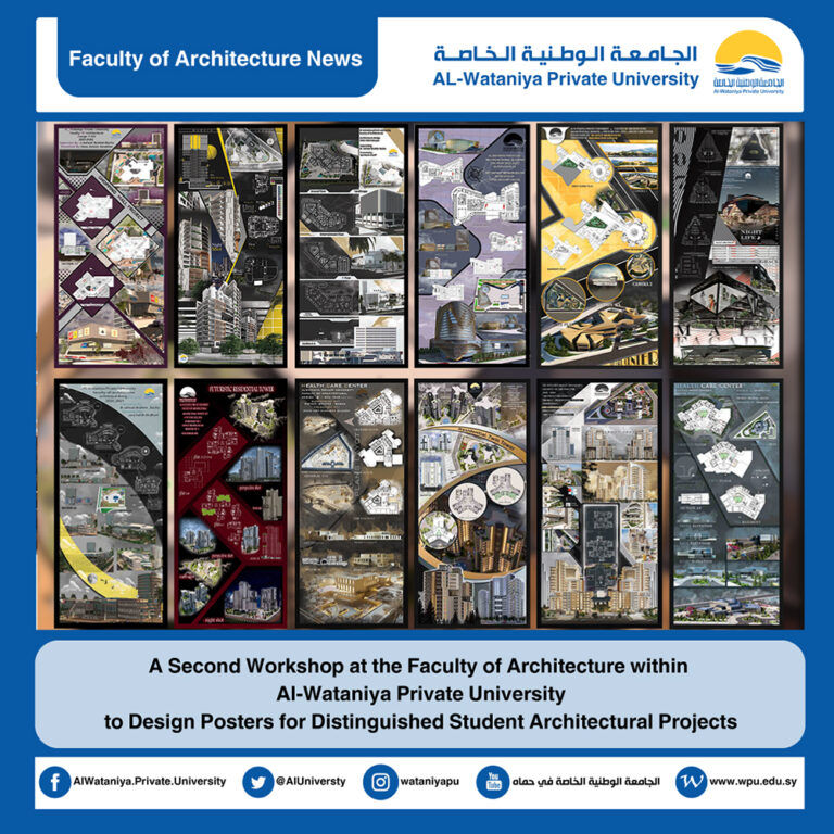 A Second Workshop at the Faculty of Architecture within Al-Wataniya Private University to Design Posters for Distinguished Student Architectural Projects