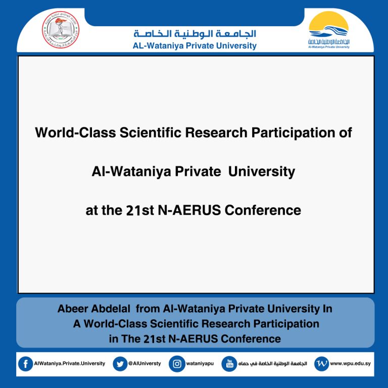 Abeer Abdelal  from Al-Wataniya Private University In A World-Class Scientific Research Participation in The 21st N-AERUS Conference
