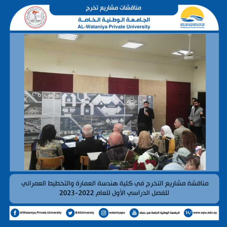 مناقشة مشاريع التخرج في كلية هندسة العمارة والتخطيط العمراني  للفصل الدراسي الأول للعام 2022-2023