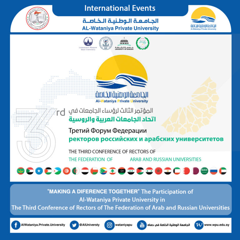 “MAKING A DIFERENCE TOGETHER” – The Participation of  Al-Wataniya Private University in The Third Conference of Rectors of The Federation of Arab and Russian Universities