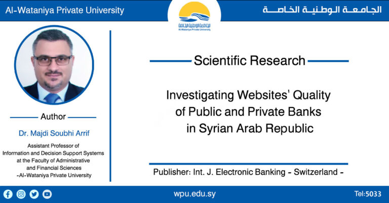 Investigating Websites’ Quality of Public and Private Banks in Syrian Arab Republic Scientific research by Dr. Magdy Soubhi Arrif