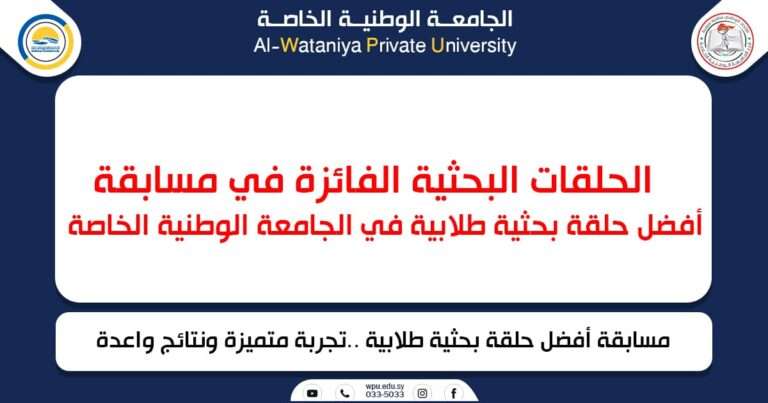 اعلان الحلقات البحثية الفائزة في الجامعة الوطنية الخاصة