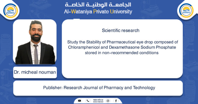 Study the Stability of Pharmaceutical eye drop composed of Chloramphenicol and Dexamethasone Sodium Phosphate stored in non-recommended conditions