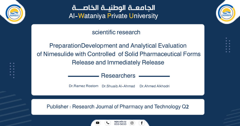 Preparation, Development and Analytical Evaluation of Solid Pharmaceutical Dosage Forms of Nimesulide with Controlled Release and Immediately Release