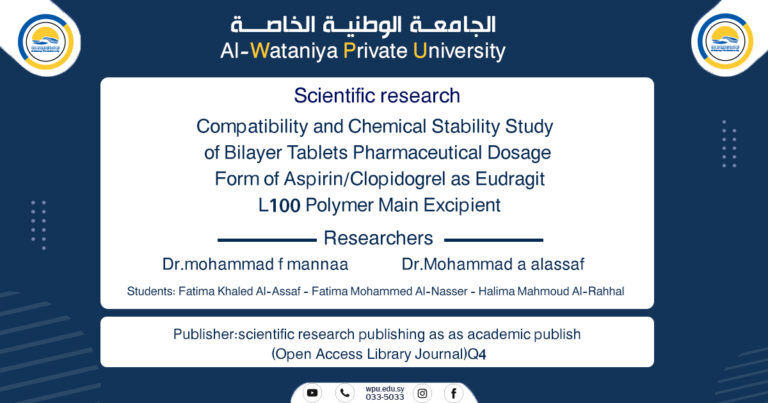 Compatibility and Chemical Stability Study of Bilayer Tablets Pharmaceutical Dosage Form of Aspirin/Clopidogrel as Eudragit L100 Polymer Main Excipient