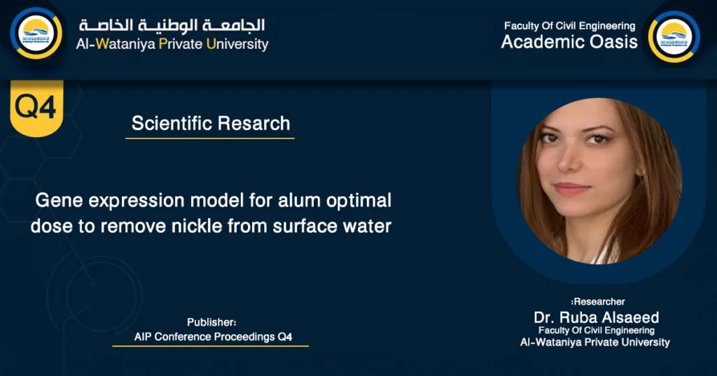 Gene expression model for alum optimal dose to remove nickle from surface water- Al-Wataniya Private University - wpu.edu.sy-