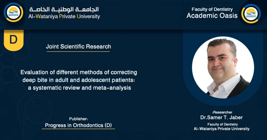 Evaluation of different methods of correcting deep bite in adult and adolescent patients: a systematic review and meta-analysis (AL-Wataniya Private University)