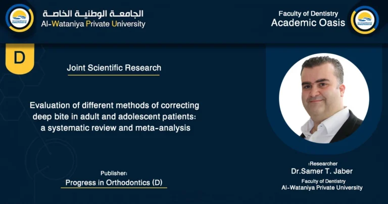 Evaluation of different methods of correcting deep bite in adult and adolescent patients: a systematic review and meta-analysis (AL-Wataniya Private University)