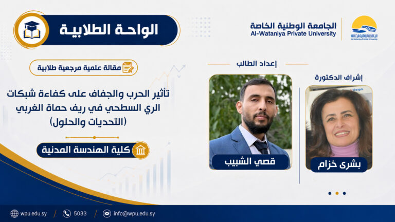 تأثير الحرب والجفاف على كفاءة شبكات الري السطحي في ريف حماة الغربي (التحديات والحلول)